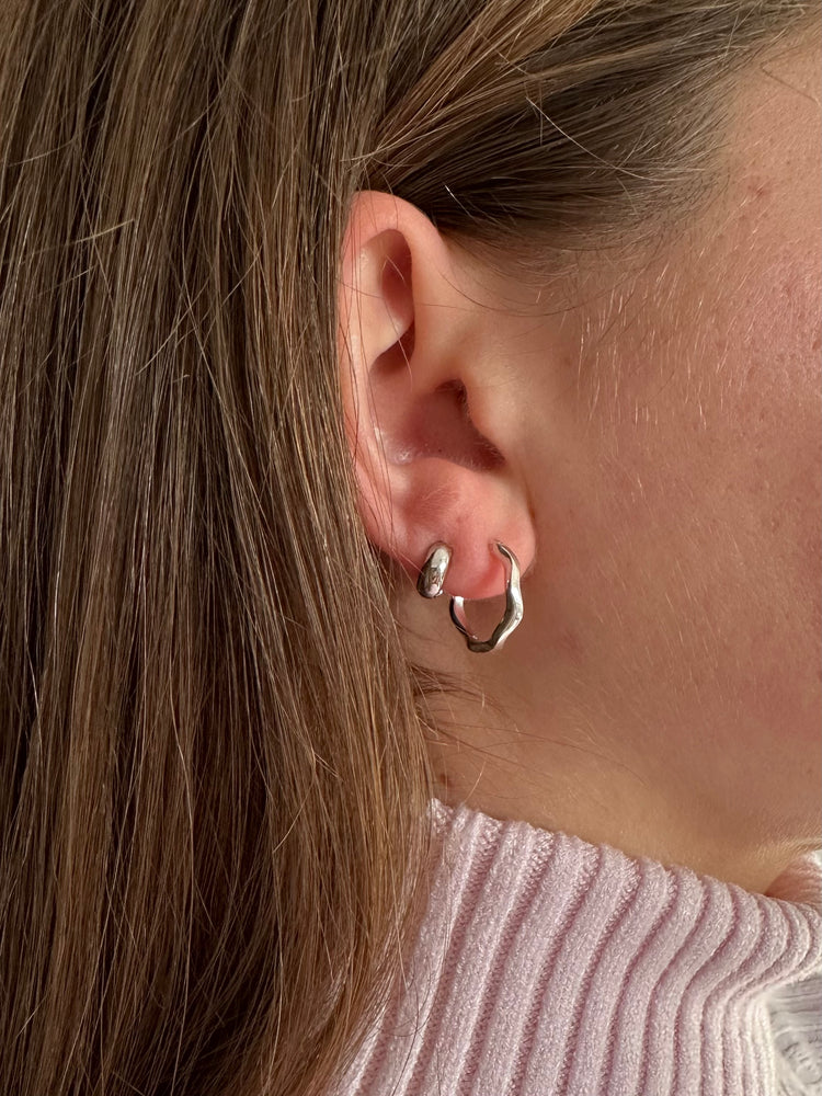 Wavy Silver Hoop Earrings